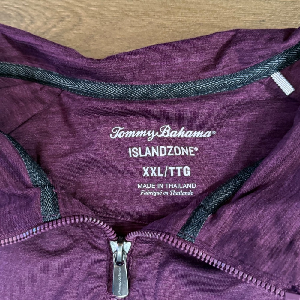 Tommy Bahama IslandZone Mens XXL Quarter Zip Pullover Heather Plum Purple Shirt - Picture 3 of 6